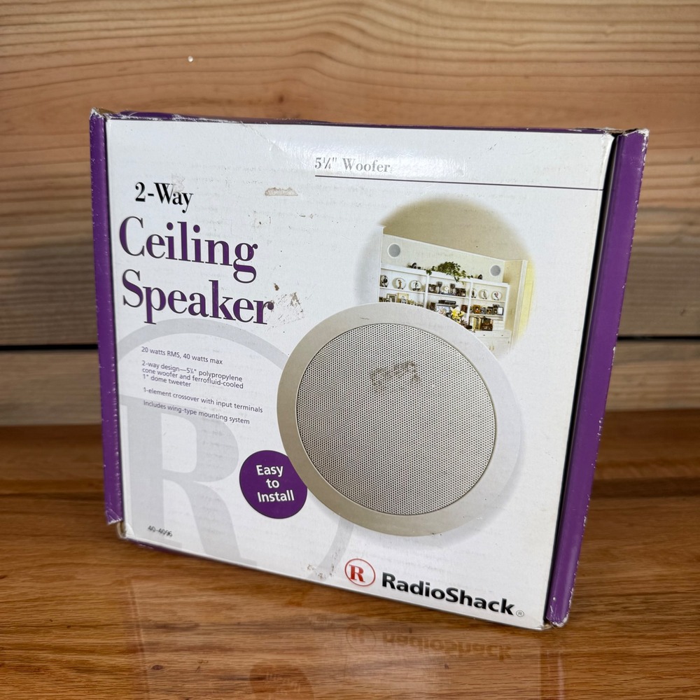 RadioShack 2-Way Ceiling Speaker 5.25 Inch Woofer 40W Max White 40-4096 Vintage